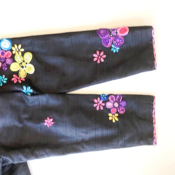 Anage Silk Jacket with Floral Embellishments - Picture 7 of 9